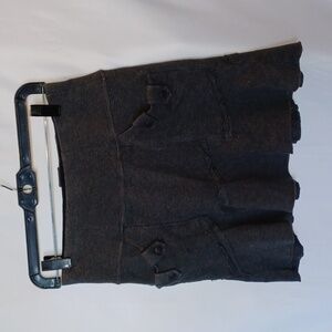 Nomads HempWear Mini Skirt, ruffle, distressed, gray, sz S